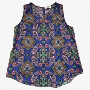 Blue and Pink Sleeveless V Neck Top